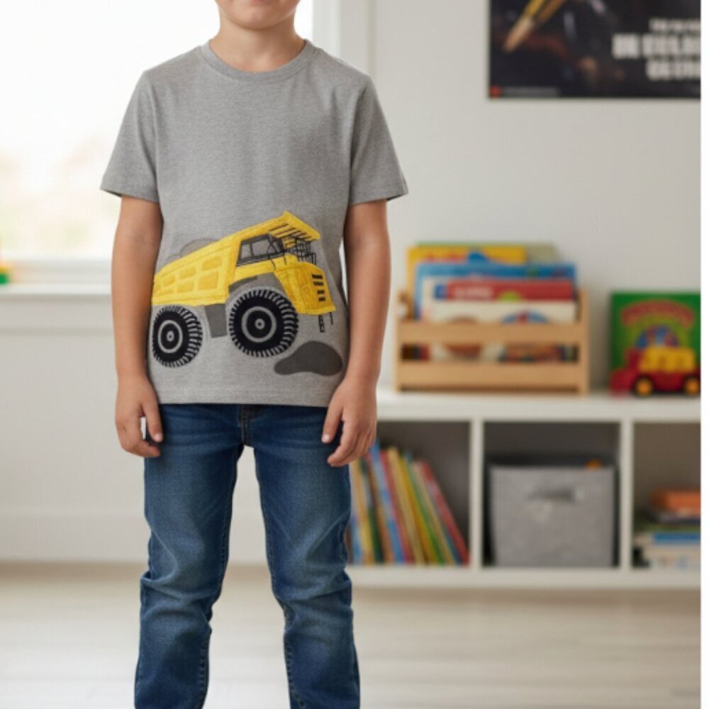 Hanna Andersson Boys T Shirt Dump Truck Size 10 Applique Short Sleeves